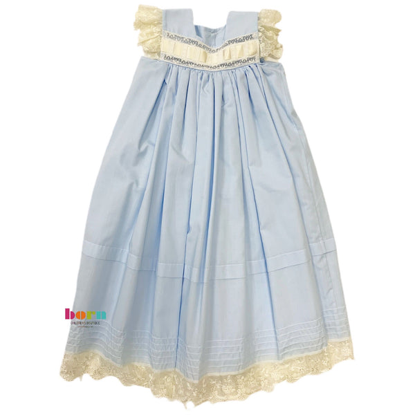 Heirloom Blue Flutter Sleeve Dress - Born Childrens Boutique