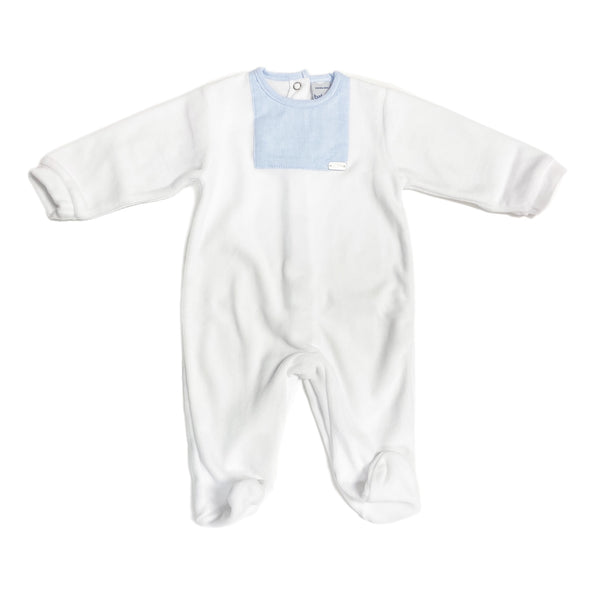 Yoke Romper White/Blue - Born Childrens Boutique