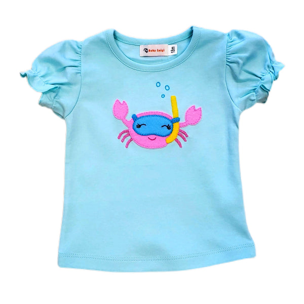 Girl Shirt Crab - Born Childrens Boutique