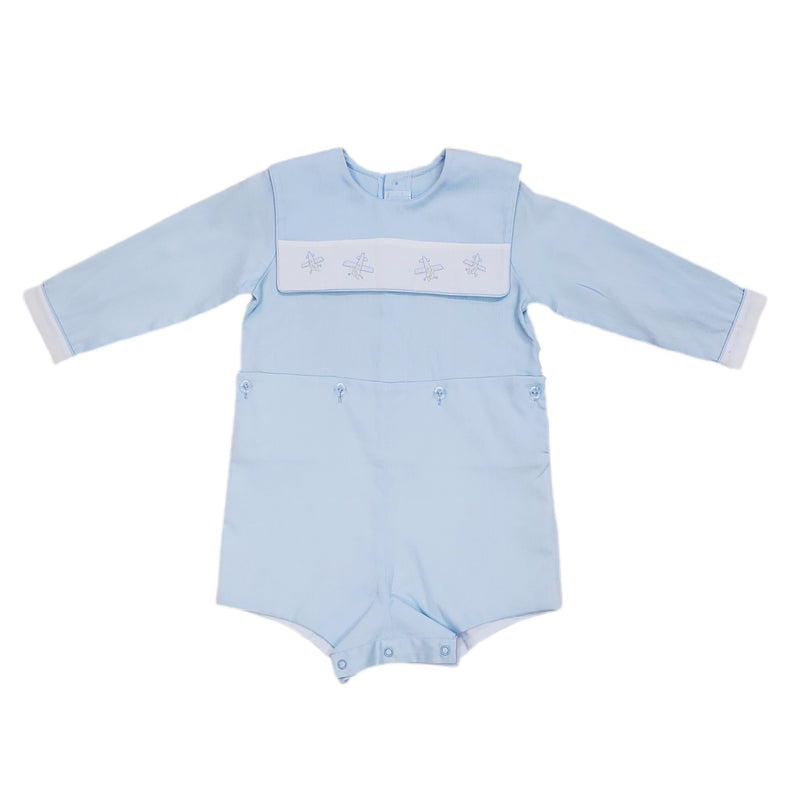 Bodysuit Blue Pique with Planes - Born Childrens Boutique