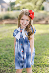 Lullaby Set Saylor Dress - Navy Ging - Born Childrens Boutique