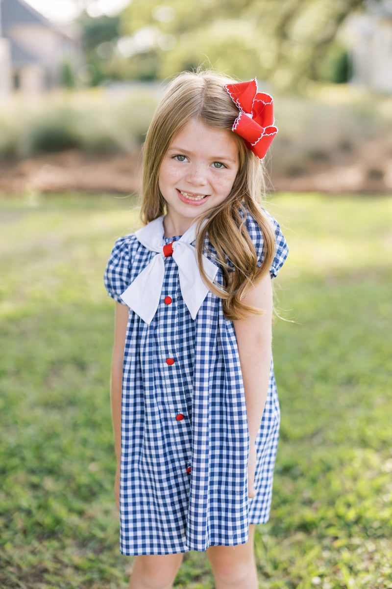 Lullaby Set Saylor Dress - Navy Ging - Born Childrens Boutique
