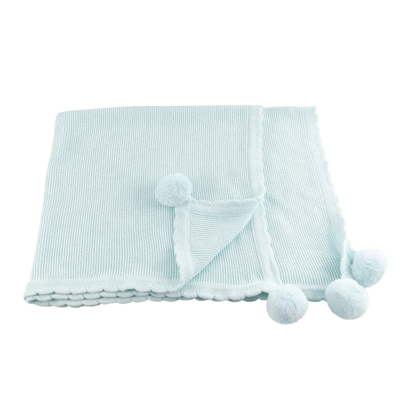 Pom Pom Blanket Pale Blue - Born Childrens Boutique