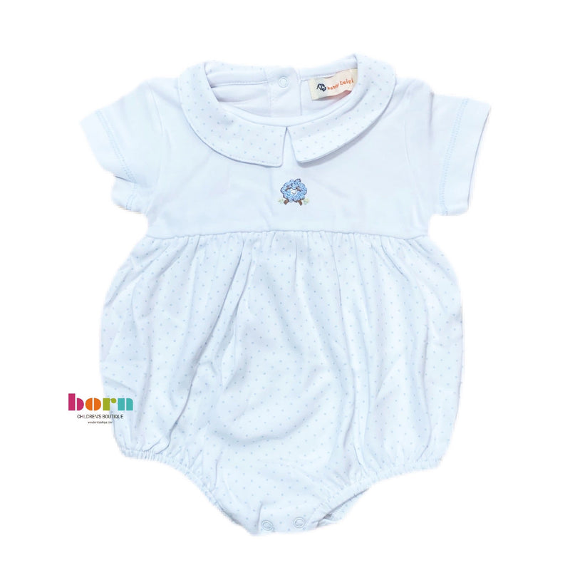 Boy Short Sleeve Bubble Baby Blue Sheep - Born Childrens Boutique