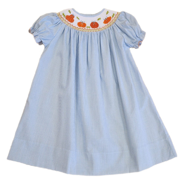 Emma Smocked Bishop Pumpkin Dress - Born Childrens Boutique