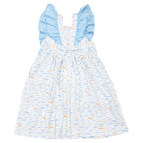 Bow Back Fish Print Pinafore Dress - Born Childrens Boutique