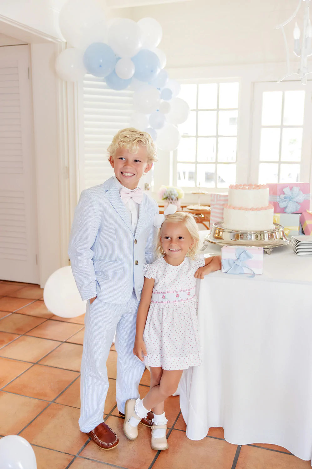 Prep School Pants Breakers Blue Seersucker With Breakers Blue Stork - Born Childrens Boutique