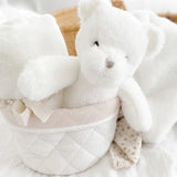 Beaumont Luxe White Bear Lovie and Rattle Set - Born Childrens Boutique