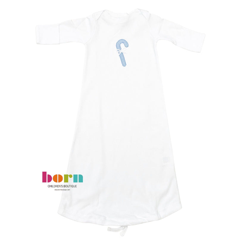 Appliqué Gown Blue Gingham Candy Cane - Born Childrens Boutique