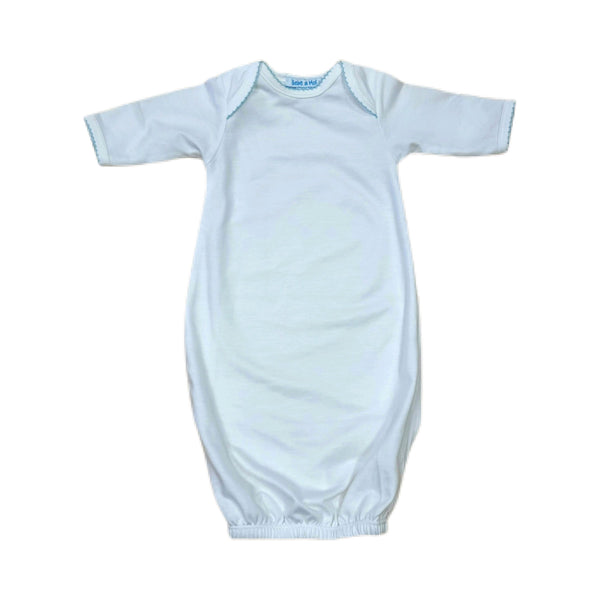 White/Blue Picot Gown - Born Childrens Boutique