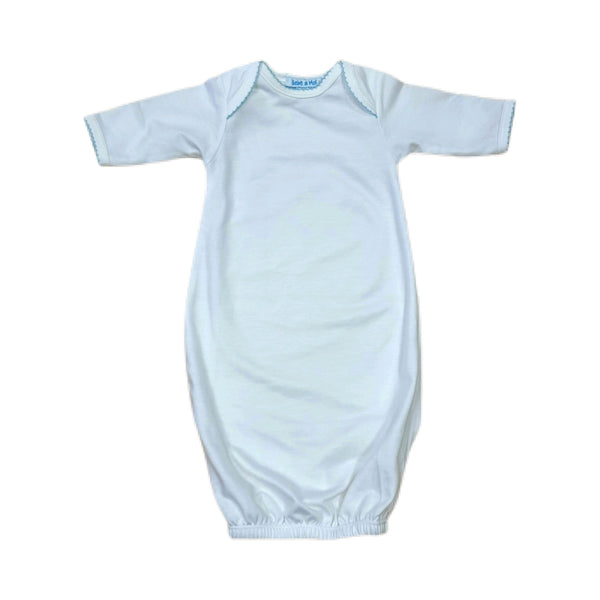 White/Blue Picot Gown - Born Childrens Boutique
