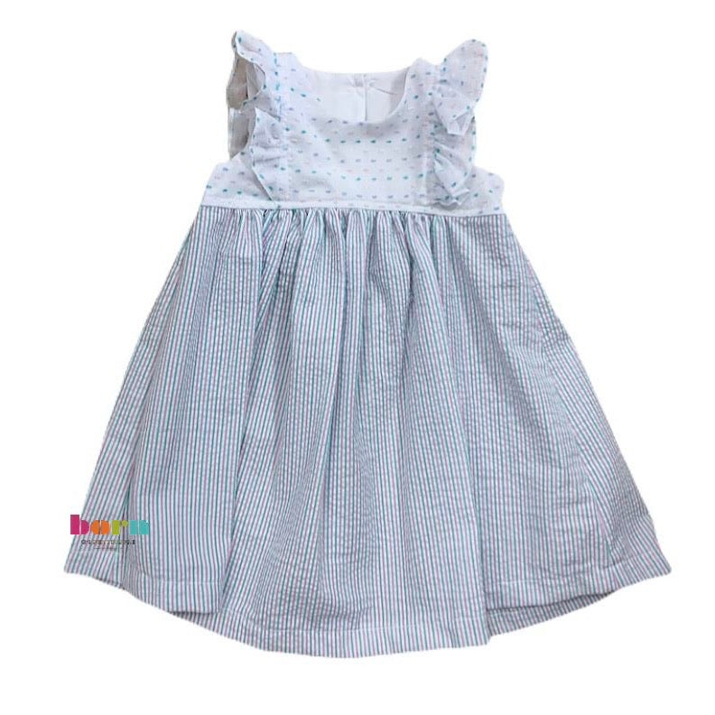 Addison Dress, Pink/Aq Stripe Seer