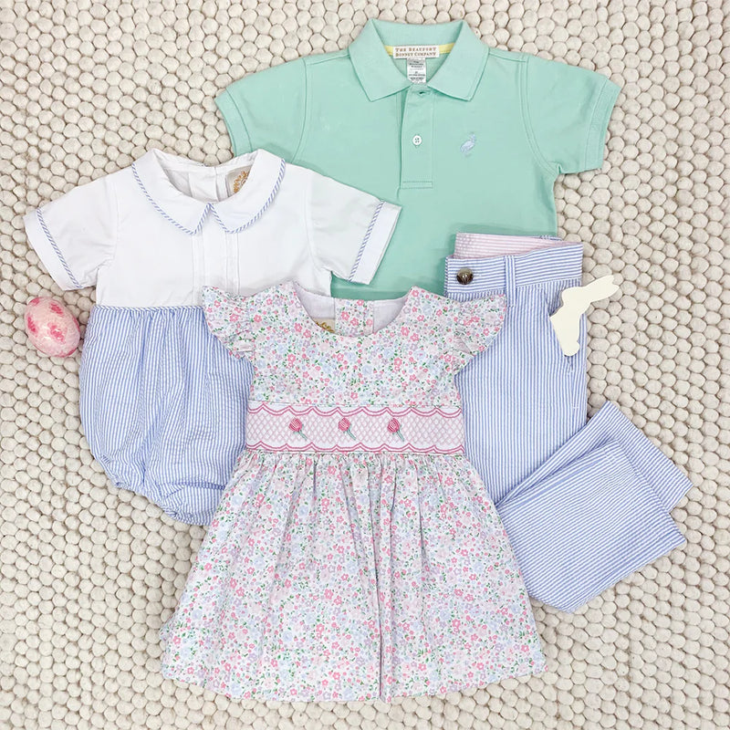 Prep School Pants Breakers Blue Seersucker With Breakers Blue Stork - Born Childrens Boutique