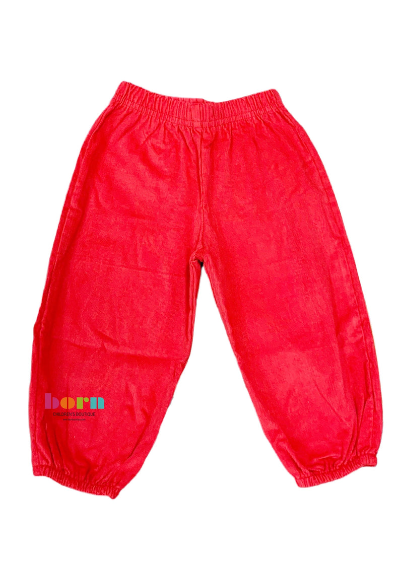 Boy Bloomer Pant Deep Red Cord - Born Childrens Boutique