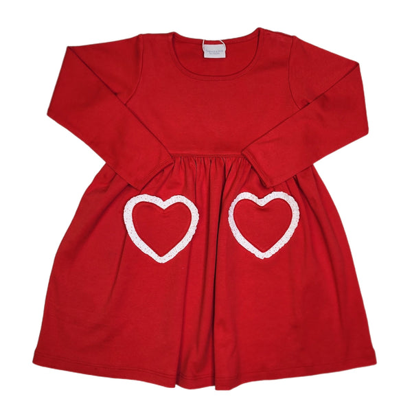Red Heart Pocket Pop Dress - Born Childrens Boutique