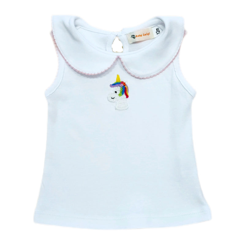 Girl Sleeveless Shirt Croch Unicorn - Born Childrens Boutique