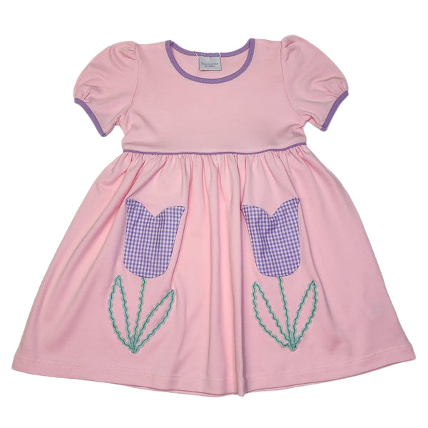 Purple Gingham Tulip Dress - Born Childrens Boutique