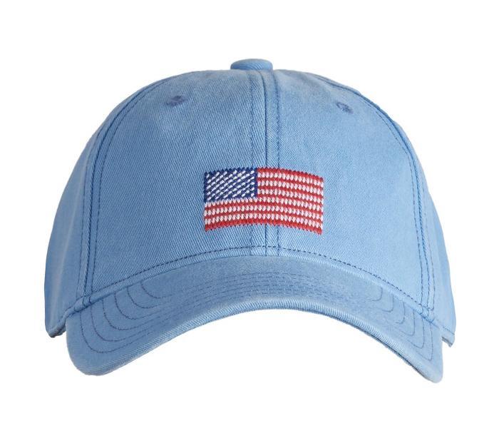 Kids Baseball Hat, American Flag on Lt Blue - Born Childrens Boutique