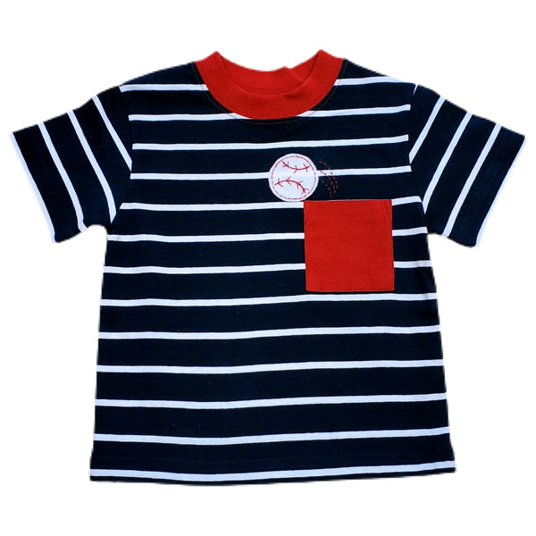 T085S Baseball Boy SS Pocket App Shirt - Born Childrens Boutique