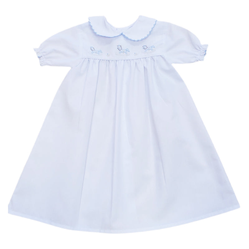 Auraluz Gown White with Blue Horse - Born Childrens Boutique