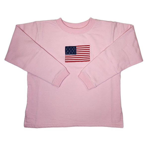 Light Pink American Flag Sweatshirt - Born Childrens Boutique