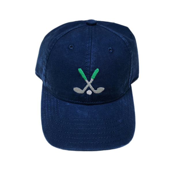 Kids Baseball Hat, Golf Clubs on Navy - Born Childrens Boutique