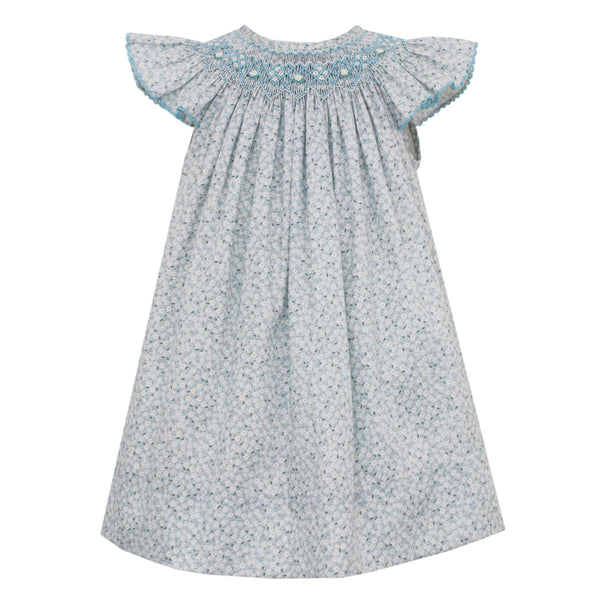 Clara Angel Wing Bishop Dress - Lt Blue Floral - Born Childrens Boutique