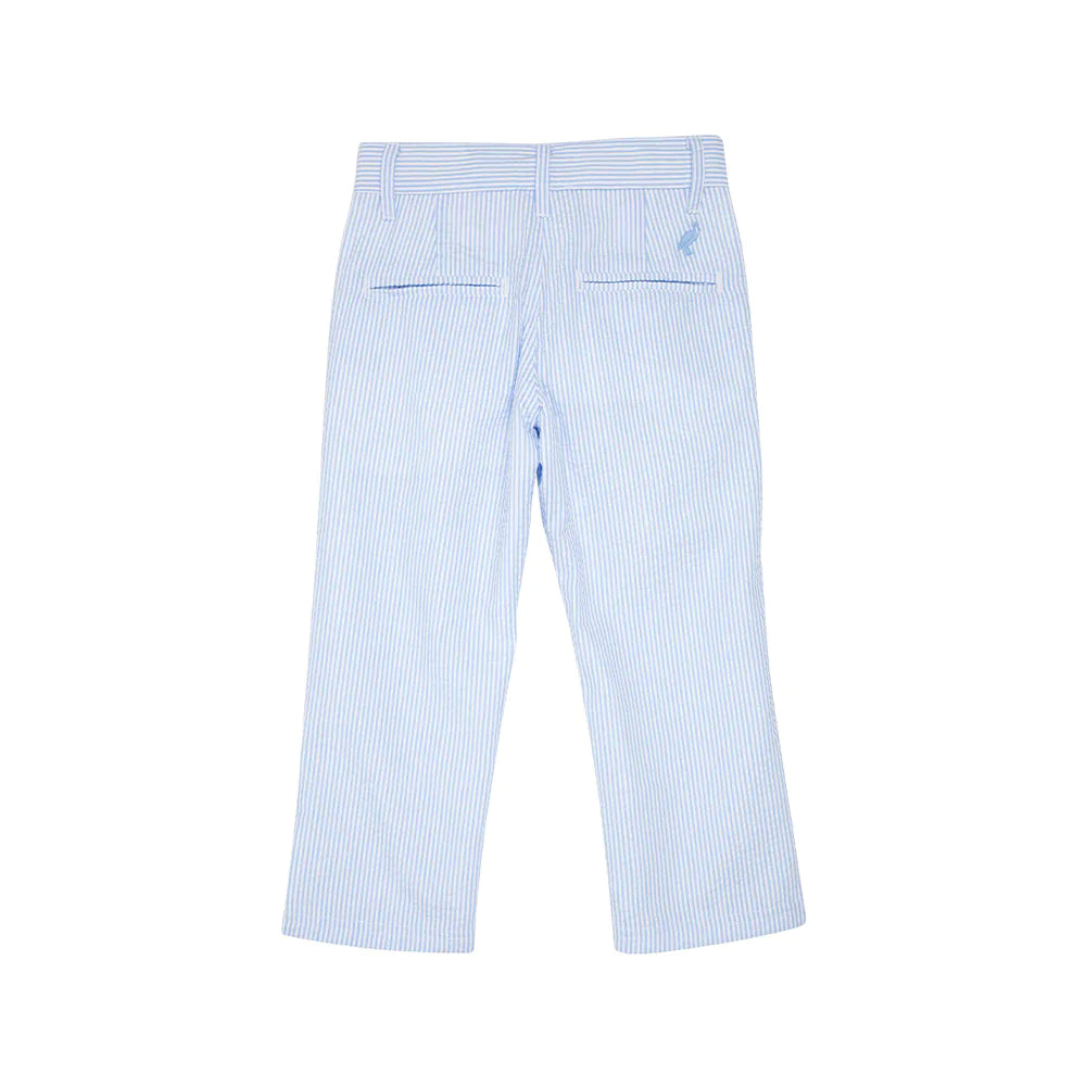 Prep School Pants Breakers Blue Seersucker With Breakers Blue Stork - Born Childrens Boutique