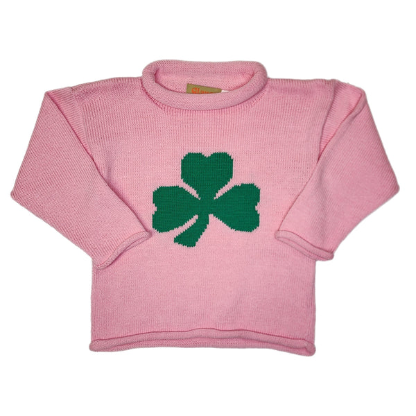 Roll Neck Sweater Lt Pink Shamrock - Born Childrens Boutique