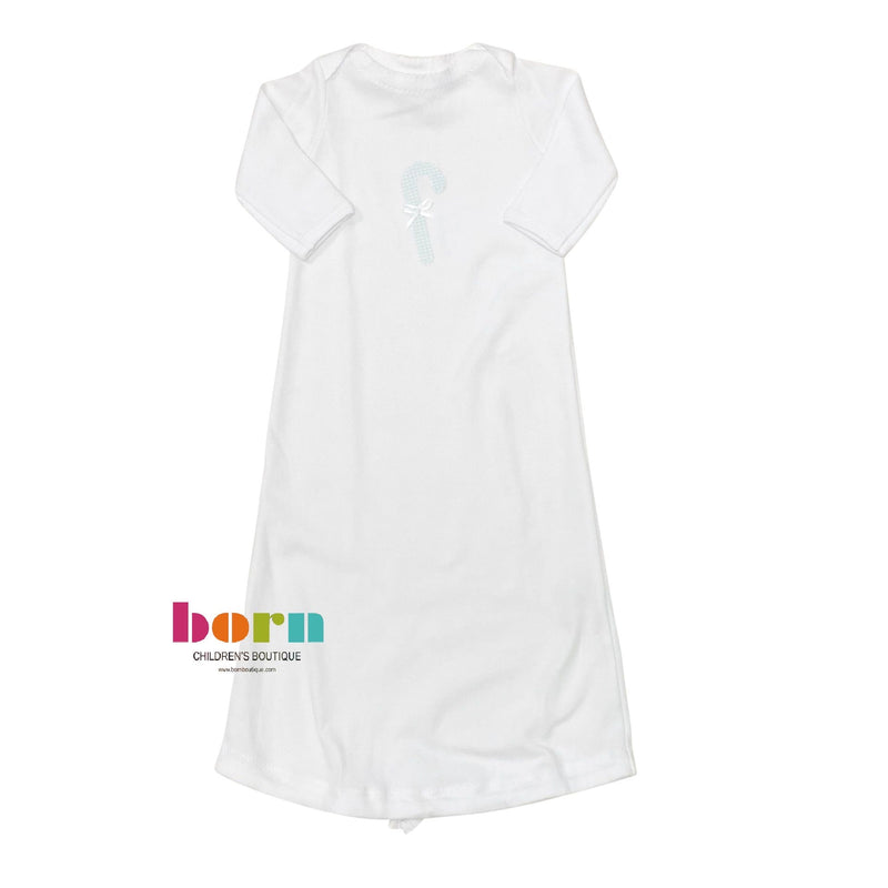 Appliqué Gown Mint Gingham Candy Cane - Born Childrens Boutique
