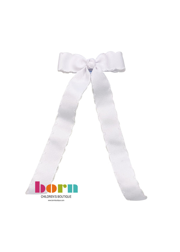 Wee Ones White Moonstitch Bow with Tail - Born Childrens Boutique