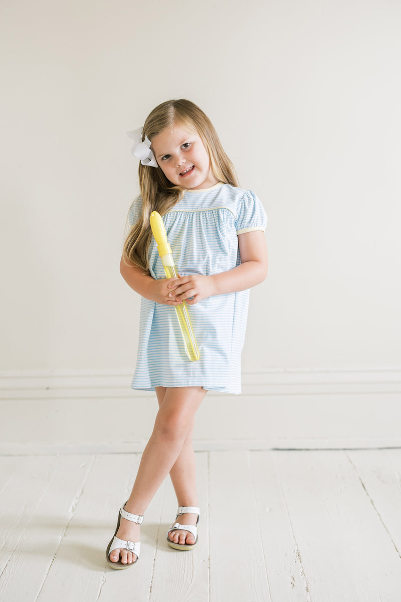 Lullaby Set Mother May I Dress - Blue Stripe - Born Childrens Boutique