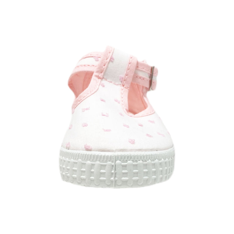 Cienta, T-Strap White w/ Light Pink Bitty - Born Childrens Boutique