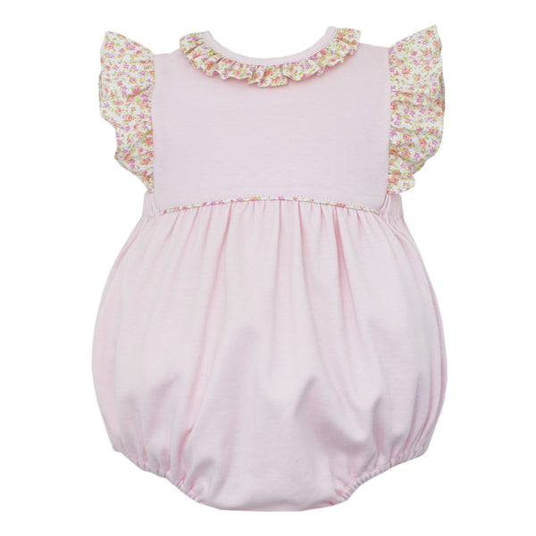 Elsa Girl Sleeveless Bubble Pink Knit with Pink Floral - Born Childrens Boutique