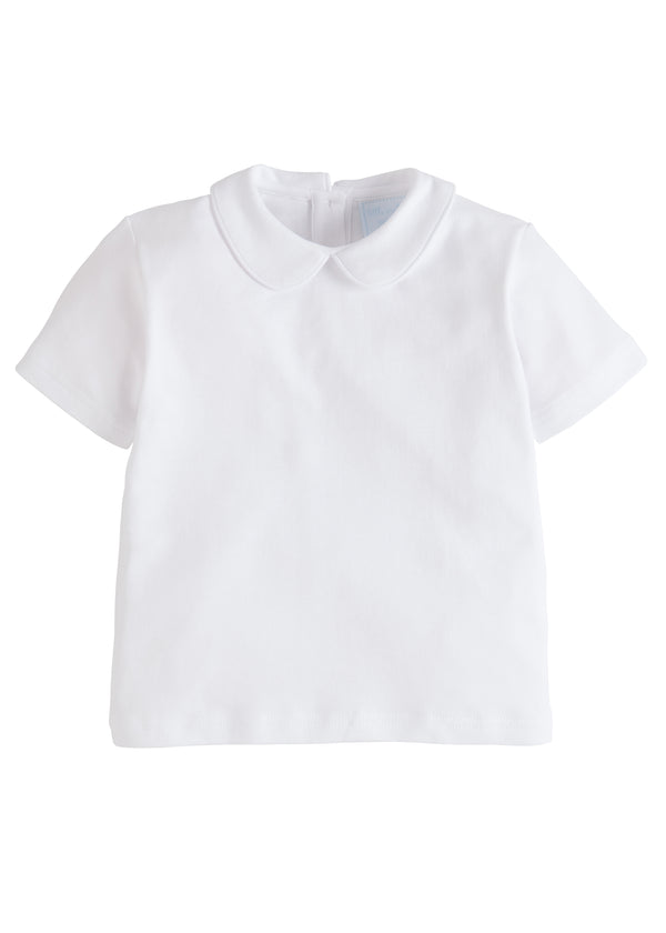 Piped Peter Pan Short Sleeve - White - Born Childrens Boutique
