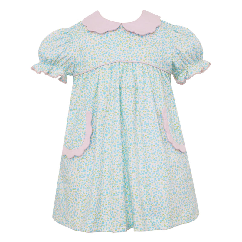 Vilma - Turquoise & Pink Floral Float Dress - Born Childrens Boutique