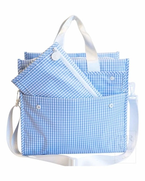 First Class Tote, Sky Gingham - Born Childrens Boutique