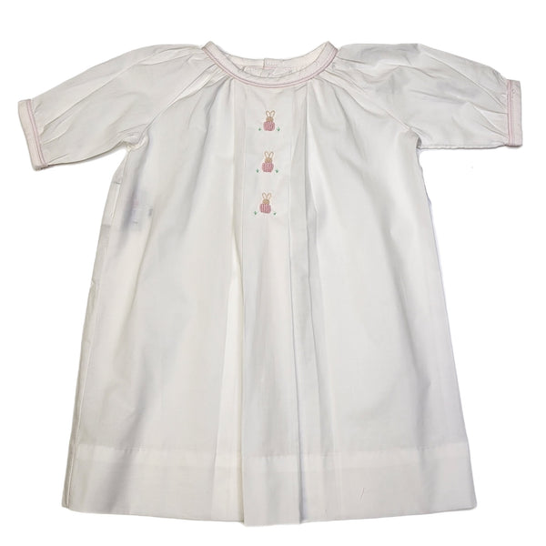 Baby Sen White Hanan Girl Day Gown - Bunnies - Born Childrens Boutique