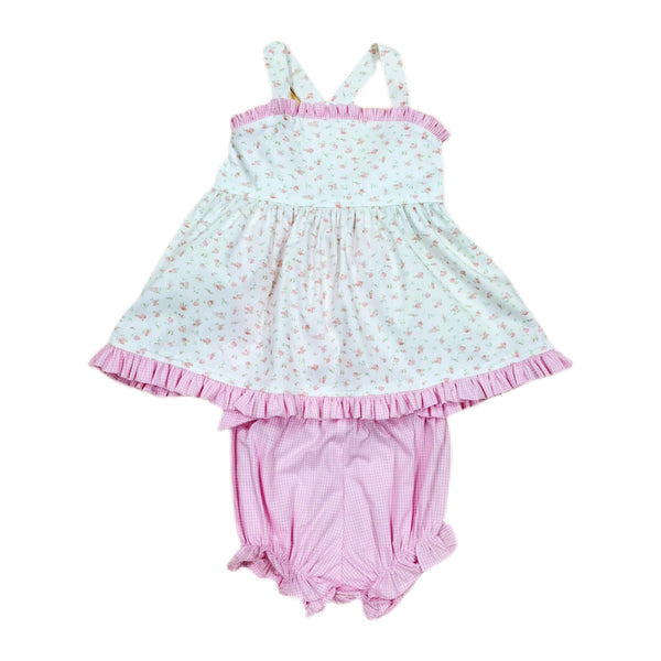 Charleston Pink Floral Bloomer Set - Born Childrens Boutique