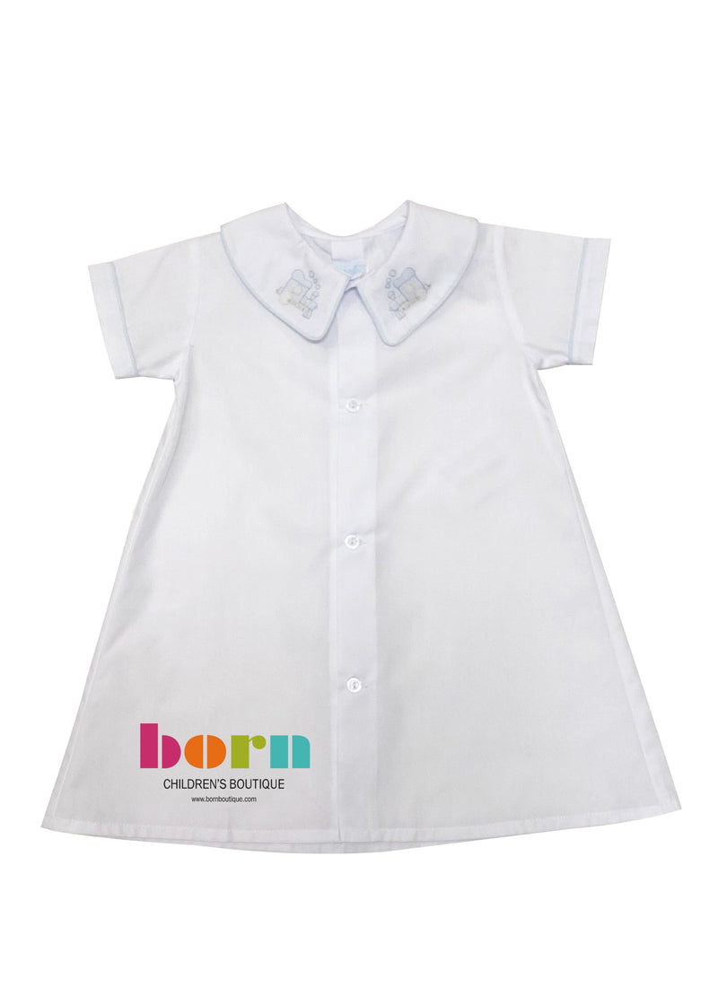 Auraluz Gown White with Blue Train - Born Childrens Boutique