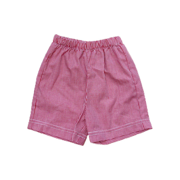 Football - Baby Elephant Red Mini Check Shorts - Born Childrens Boutique