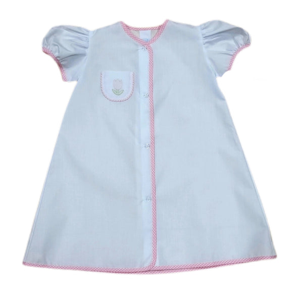 Daygown Pink Check Tulips - Born Childrens Boutique