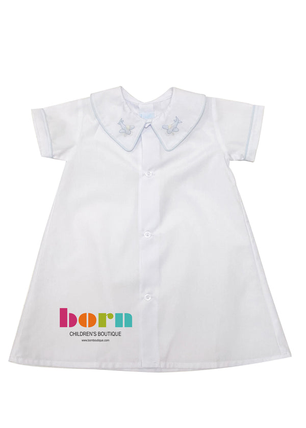 Auraluz Gown White with Blue Plane - Born Childrens Boutique