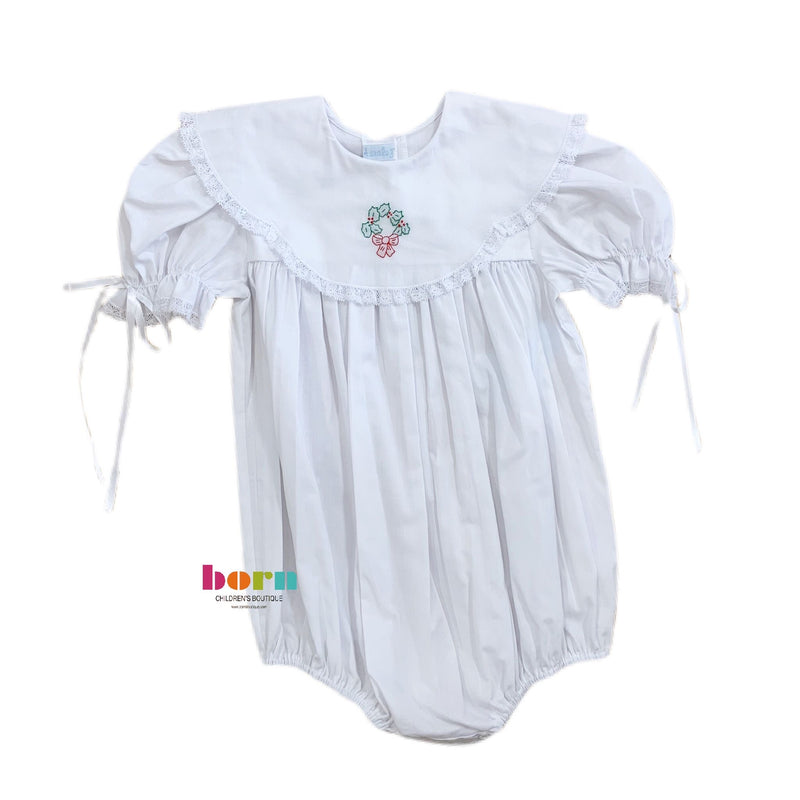 Christmas Wreath Bubble with Lace - Born Childrens Boutique