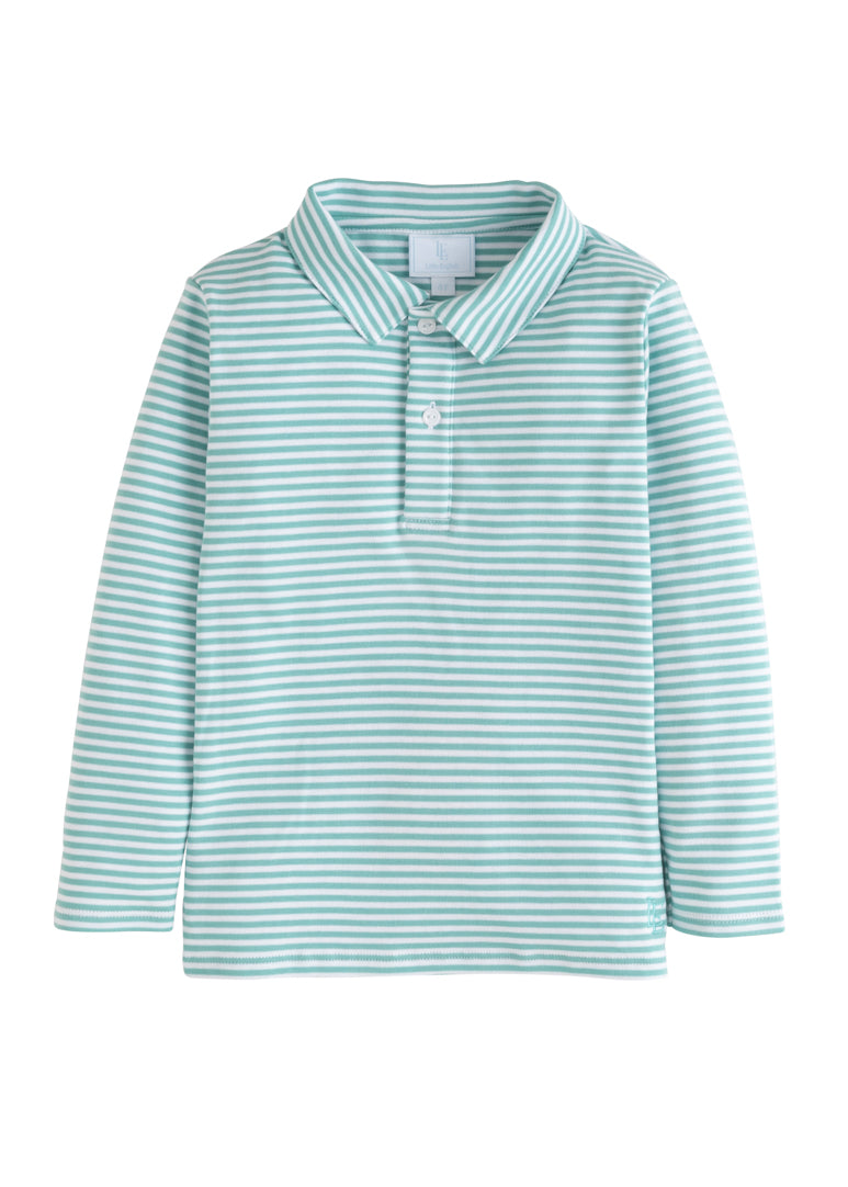 Little English Long Sleeve Striped Polo - Canton - Born Childrens Boutique