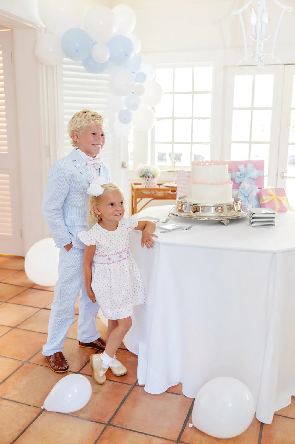 Prep School Pants Breakers Blue Seersucker With Breakers Blue Stork - Born Childrens Boutique