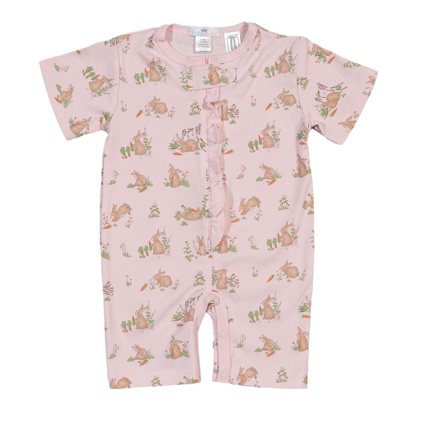 Pink Bunnies Pima Zipper Loungewear - Born Childrens Boutique