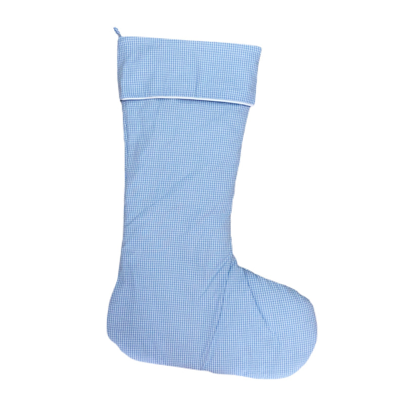 Blue Mini Gingham Full Size Stocking - Born Childrens Boutique