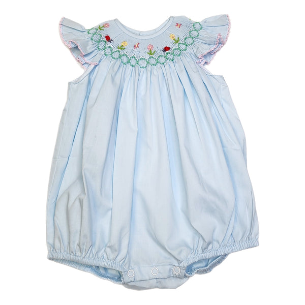 Baby Sen Blue Georgette Angel Bubble - Spring Garden - Born Childrens Boutique