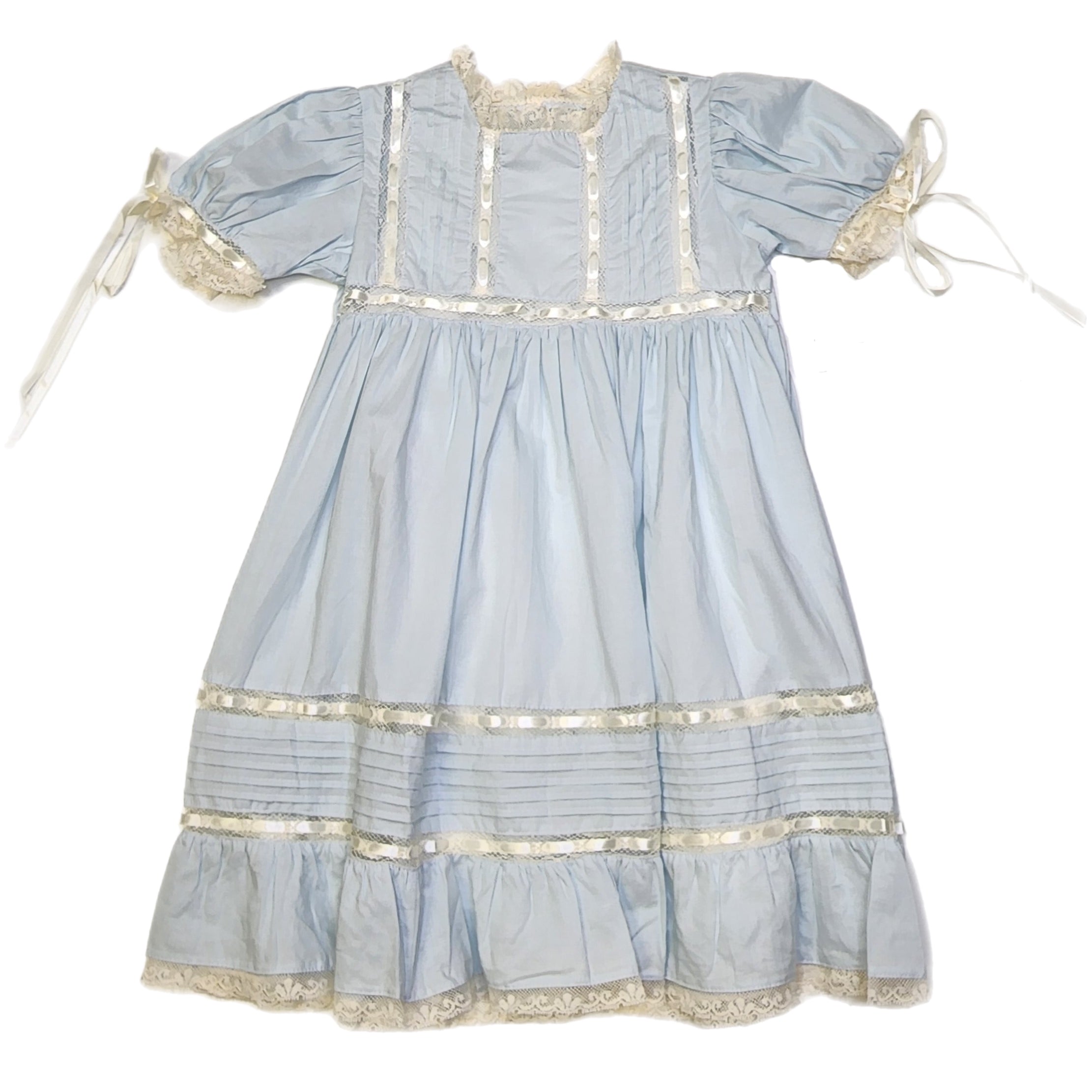Phoenix & Ren Blue Margaret Dress with Ecru Lace - Born Childrens Boutique